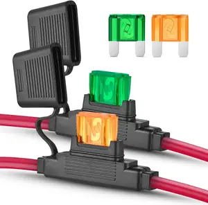 Nilight 2PCS Inline Maxi Fuse Holder 10 Gauge AWG Tin Plated Copper 12V Inline Fuse Holder 30A 40A Maxi APX Fuse IP67 Waterproof Maximum 60A Fuse Link for Car Truck Marine Boat