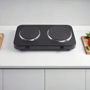 1PC Tabletop Stove With Dual Single Burner, Portable Coil Heating Hot Plate Countertop Cooktop Suitable For RVs, Homes, Camping, Kitchens, And Apartments; Easy To Clean; Adjustable Temperature Control