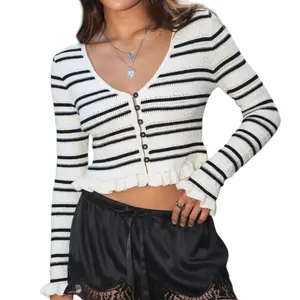Coastal Stripe Peplum Cardigan