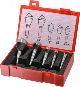 KEO Cobalt Steel Single End Countersink Set, Set of 5, 5/16 to 1" Head Diameter, 100° Included Angle, 1-5/8 to 2-5/8" OAL, 1/4 to 3/8" Shank Diameter, Model 53539, Set Of Five