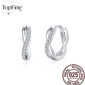 925 Sterling Silvery Hypoallergenic 2.51g/0.0890z Romantic Infinity Symbol Love Knot Shape Sparkling White Zirconia Hoop Earrings Wedding Bridal Huggie Ear Jewelry Elegant Vacation Style For Women Daily Decorative Earrings
