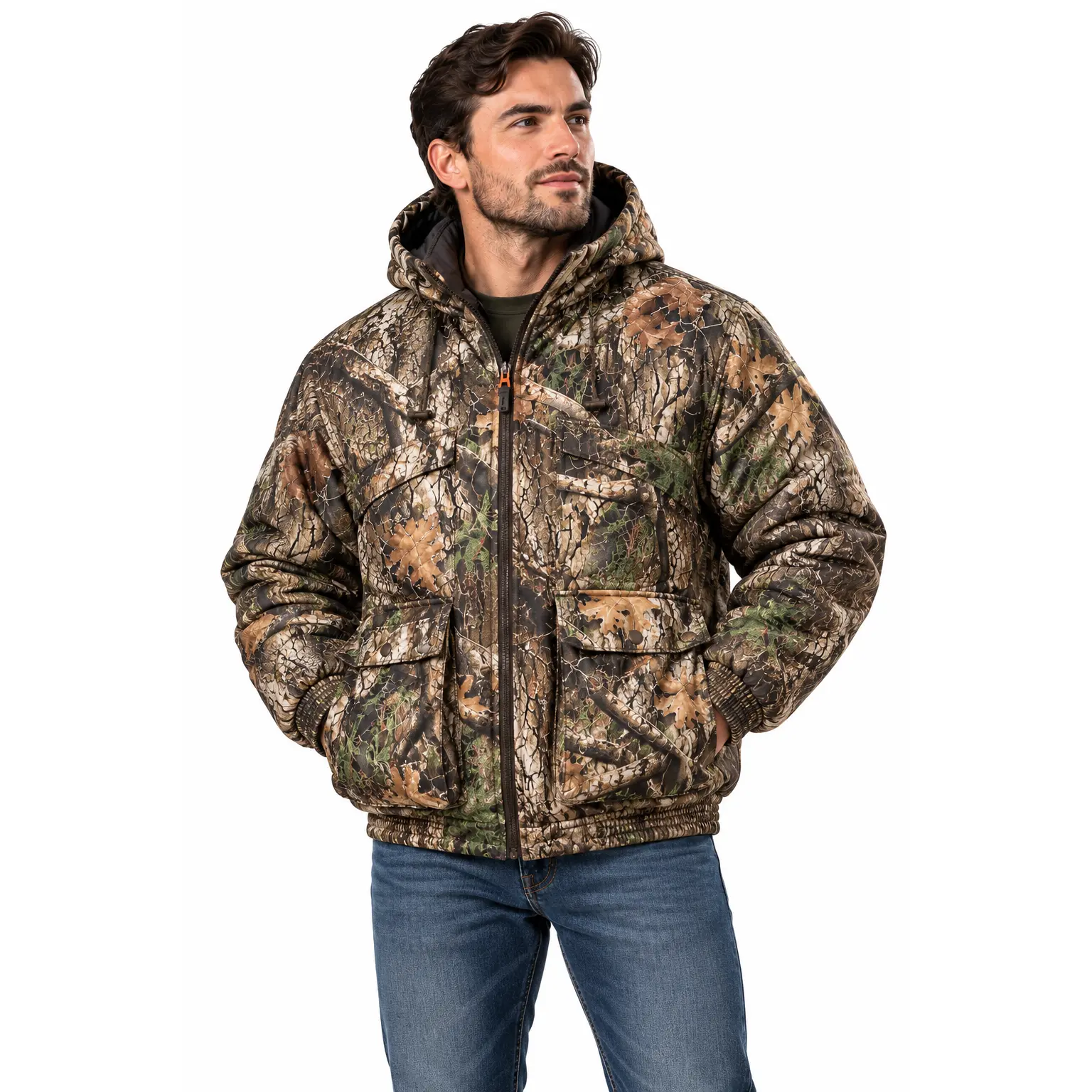 TrailCrest Men's Mossy Oak Tactical Hoodie Jacket-Insulated & Waterproof Warm Camo Gear Coat