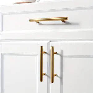 30-Pack Gold Stainless Steel Cabinet Handles - 5.9 Inch Brushed Arched Handles, Suitable for Kitchen Drawers, Includes Screws