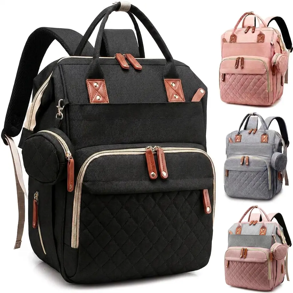 Waterproof Baby Diaper Backpack for Parents, Large-Capacity Travel Diaper Bag with Insulated Bottle Holders, USB Charging Port, Stroller Straps, Pacifier Case, Baby Essentials Organizer