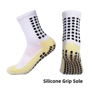 Youth Soccer Grip Socks, Non-Slip Athletic Socks with Silicone Grips, Cushioned Sports Socks for Boys & Girls Training