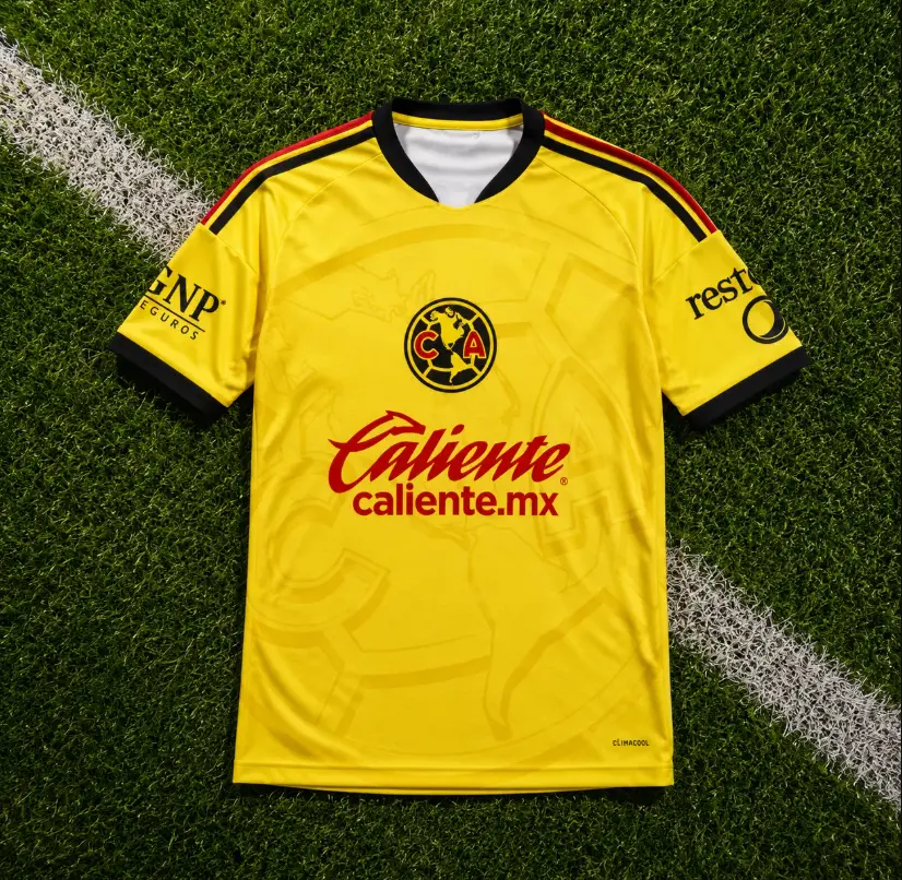 Yellow Club America Home Soccer Shirt 26-27, Quick-Dry Short Sleeve Soccer Jersey, Breathable Game Day Sports Top, Liga MX Fan Gear