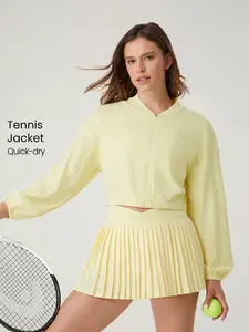 GLOWMODE Quick-Dry Sweat-Wicking Tennis Cropped Adjustable Baseball Uniform Style Jacket Low Impact Running Training Workout Gym