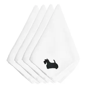 Carolines Treasures  Scottish Terrier Embroidered Napkins, Set of 4