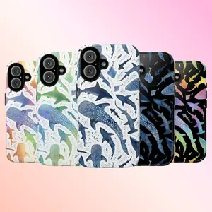 Blue Watercolor S-Shark Phone Case Compatible with iPhone 11, 12, 13, 14, 15, 16, 17 & Samsung S22 S23 S24 S25 S26 – check our available sizes