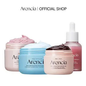 [Arencia Official] Red Collagen Jello Skin Bundle - Poreless Skin 4 Step Routine Rosehip for Radiant Youthful Glow Serum Lightweight