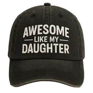 Awesome Like My Daughter Hat, Dad Hat Low Gift from Daughter to Dad, Husband Gift, Funny Hat Embroidered Vintage Cotton, Low Profile Dad Hat-Pigment Dyed