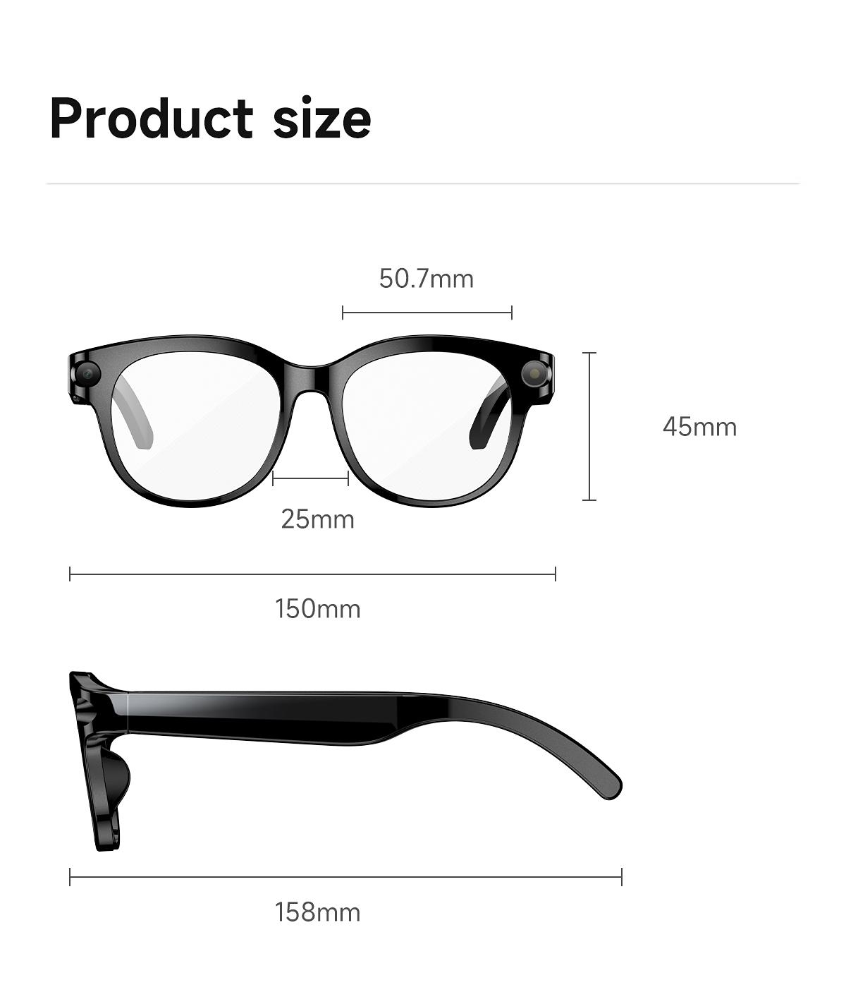 Smart Glasses with 2MP Anti-Shake Camera for Video Recording & Photo Taking, Hands-Free Bluetooth Calling, Translation, Object Recognition, Assistant Conversation, Wireless Portable for Outdoor & Indoor Use, Wearable, Cool Tech Gadgets