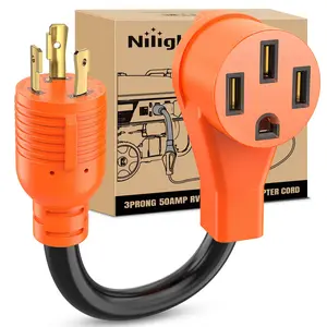 Nilight RV Generator Adapter Cord 30Amp to 50Amp 3 Prong Pure Copper Heavy Duty Twist Lock Male Plug 10 Gauge Wire L5-30P 14-50R 30M/50F for RVs Camper Caravan Van Trailer
