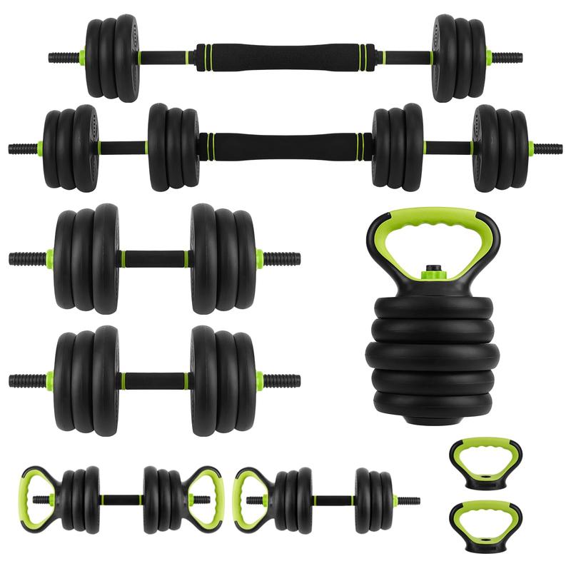 4-In-1 Adjustable Weights Dumbbell Set, Weight Set with Connector Used As Kettlebells, Barbell, Push Up Stand, Fitness Exercise Dumbbell, Free Weight Set for Home Gym