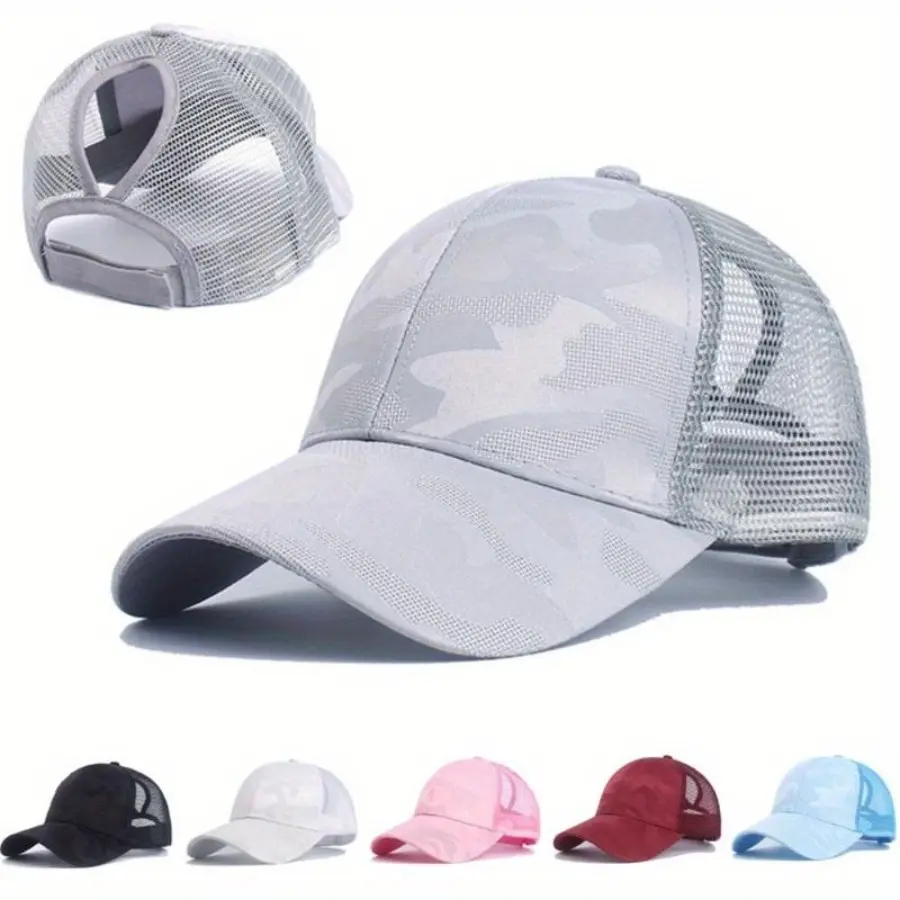 Women's Trucker Hats (1/2-Piece Breathable Printed Ponytail Mesh) - Men's 4-Pack Trendy Sports Trucker Hats, Summer Casual All-Match Sunshade, Mesh Hats, Sports Hat