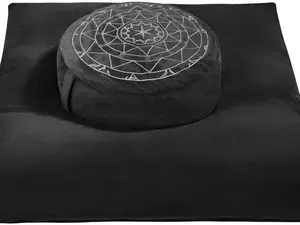 Meditation Cushion Set - Buckwheat Hull & Memory Foam Pillows, Ergonomic Support for Yoga, Mindfulness - Organic Velvet Cover, Large Size, Durable Comfort