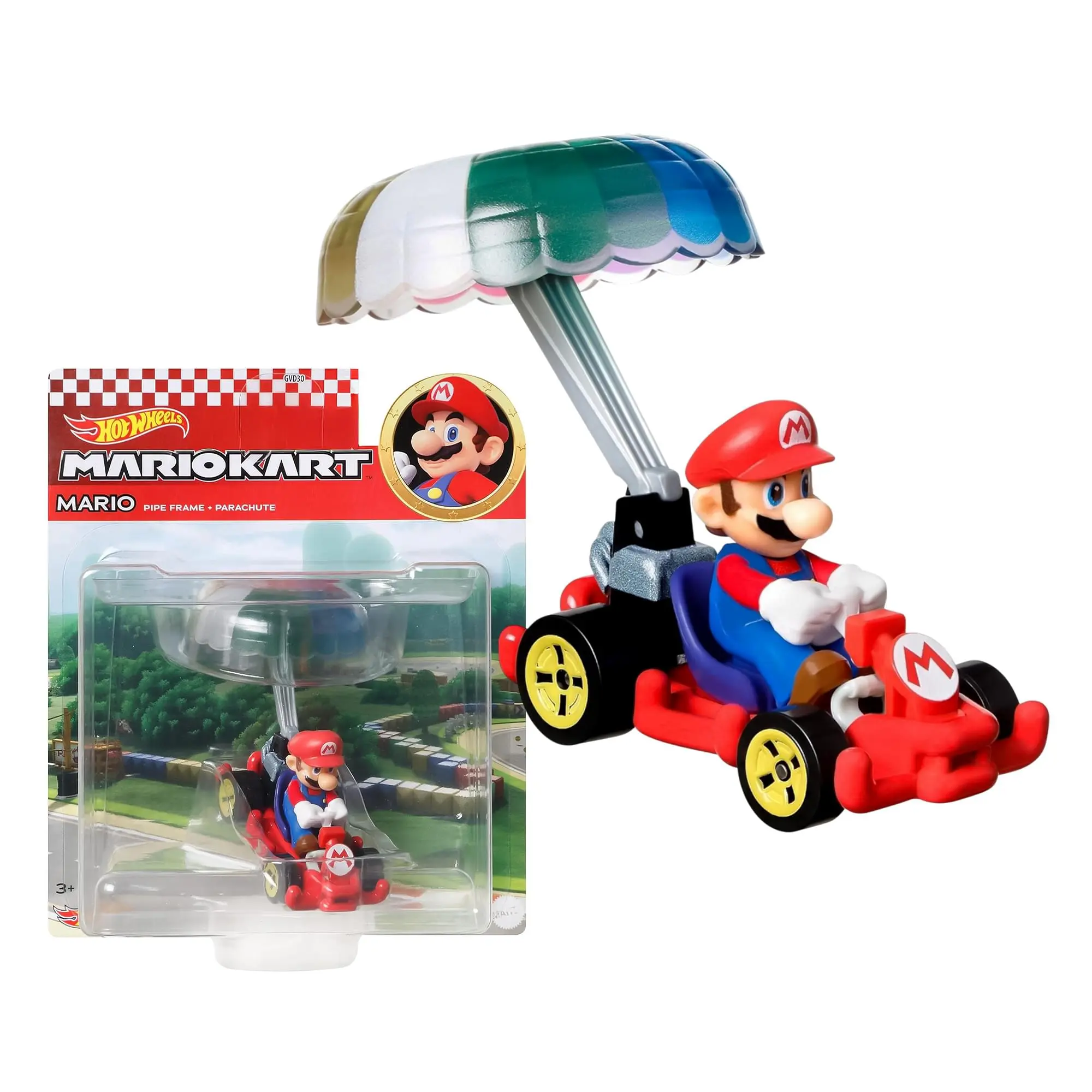 Hot Wheels 1:64 Scale Mario Kart | Mario Pipe Frame + Parachute