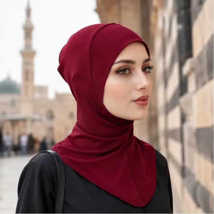 Luxury Single Layer Premium Mercerized Cotton Undercap  Hijab Cap with Chin Coverage (MH117)