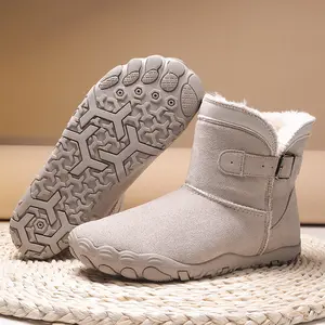 Winter men's and women's wide last snow boots to keep warm and keep out the cold, five-finger sports cotton shoes, piled and thickened snow shoes
