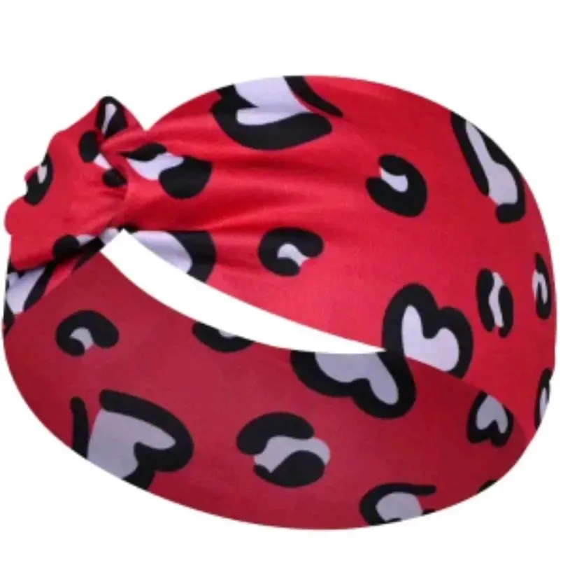 Red Cheetah and Heart Print Soft Headband