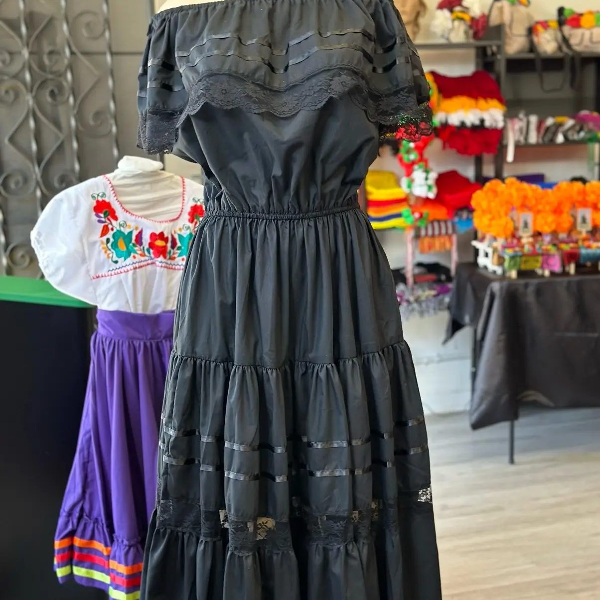 Black solid dress