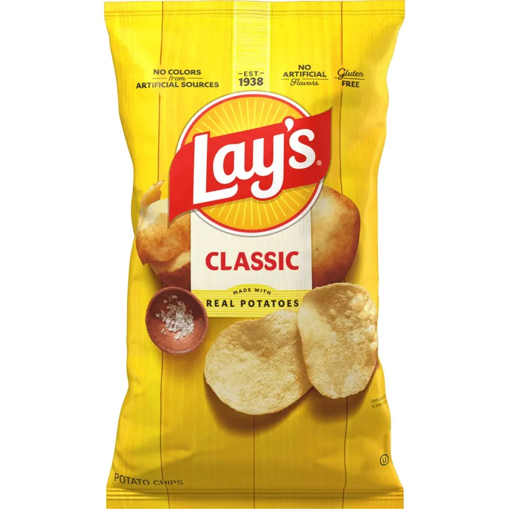 Lay's Classic Potato Chips, 1 oz Single Serve Bags, 40 Count Bulk Pack - Original Salted Potato Chips Snack Pack for Lunchboxes, Office, Parties & Vending