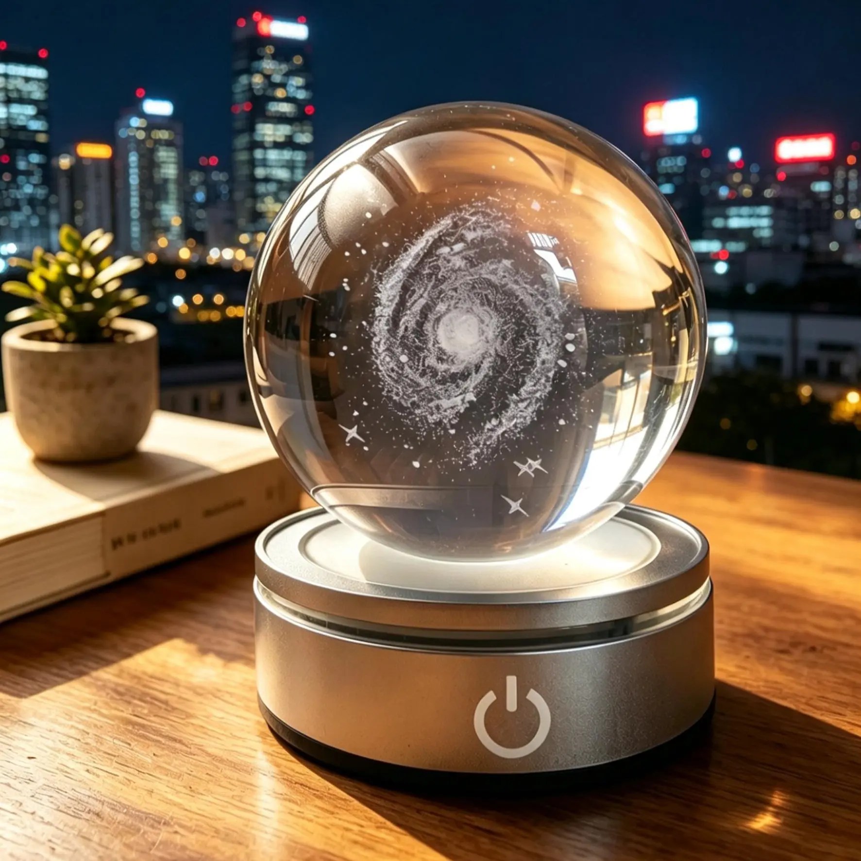 USB Galaxy Saturn Moon Crystal Ball Night Light, Decorative Atmosphere Lamp, LED Light, Ideal for Travel Camping, Astronomy Lovers, Perfect Gift for Christmas Valentine Anniversary