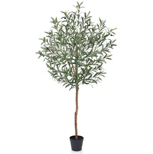 VeriNatural 5/6/7FT Pencil Olive Tree  Ultra-Real Wood Trunk & UV Resistant — Perfect for Entryways & Modern Homes!