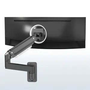 Pneumatic Arm Single Ultrawide Monitor Wall Mount - Up to 49" Screens