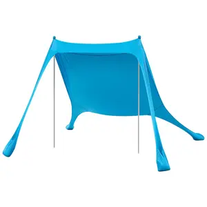 Beach Tent Sun Shelter, UPF50+ Sun Protection, 6.6 ft Tall, 7.5x7.5 ft, Easy Pop Up Beach Canopy with Sandbags, Stability Poles, Sand Shovels, Portable Shade for Family Outings, Camping, Fishing