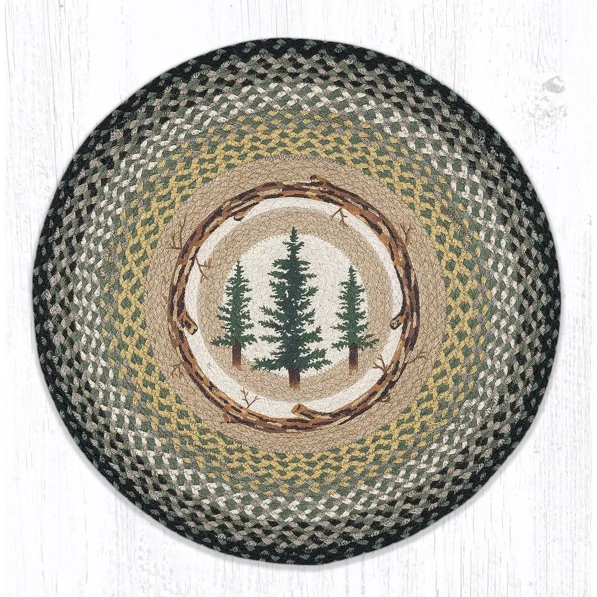 212 MAIN RP-116 Tall Timbers 27x27 in. Round Patch, Forest Motif Stitched Design, Sewing & Embroidery Craft Supply