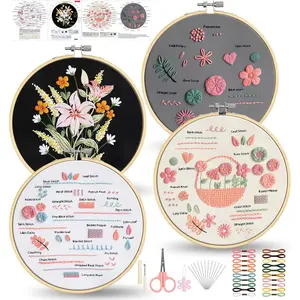 Embroidery Kit for Beginners Adults, Cross Stitch Kits, with Embroidery Patterns, Embroidery Hoop, Tools, Colorful Threads, Step by Step Instructions, Beginner-Friendly DIY Gift Hobbies for Women