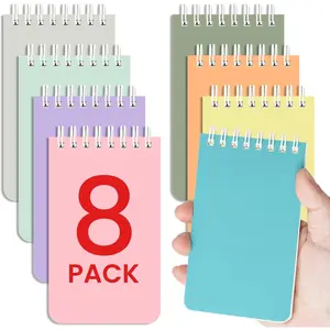 Pocket Small Notebook 3" x 5", Set of 8 Mini Little Spiral Notebook,  Notepad,  for Work, School, Office, Nurse, Travel - Soft Harmony