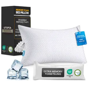 Utopia Bedding Shredded Memory Foam Pillows — Cooling Adjustable Bed Pillows for Sleeping, King & Queen Sizes, 1  Pack, Washable Cover, Plush Support for Side, Back & Stomach Sleepers