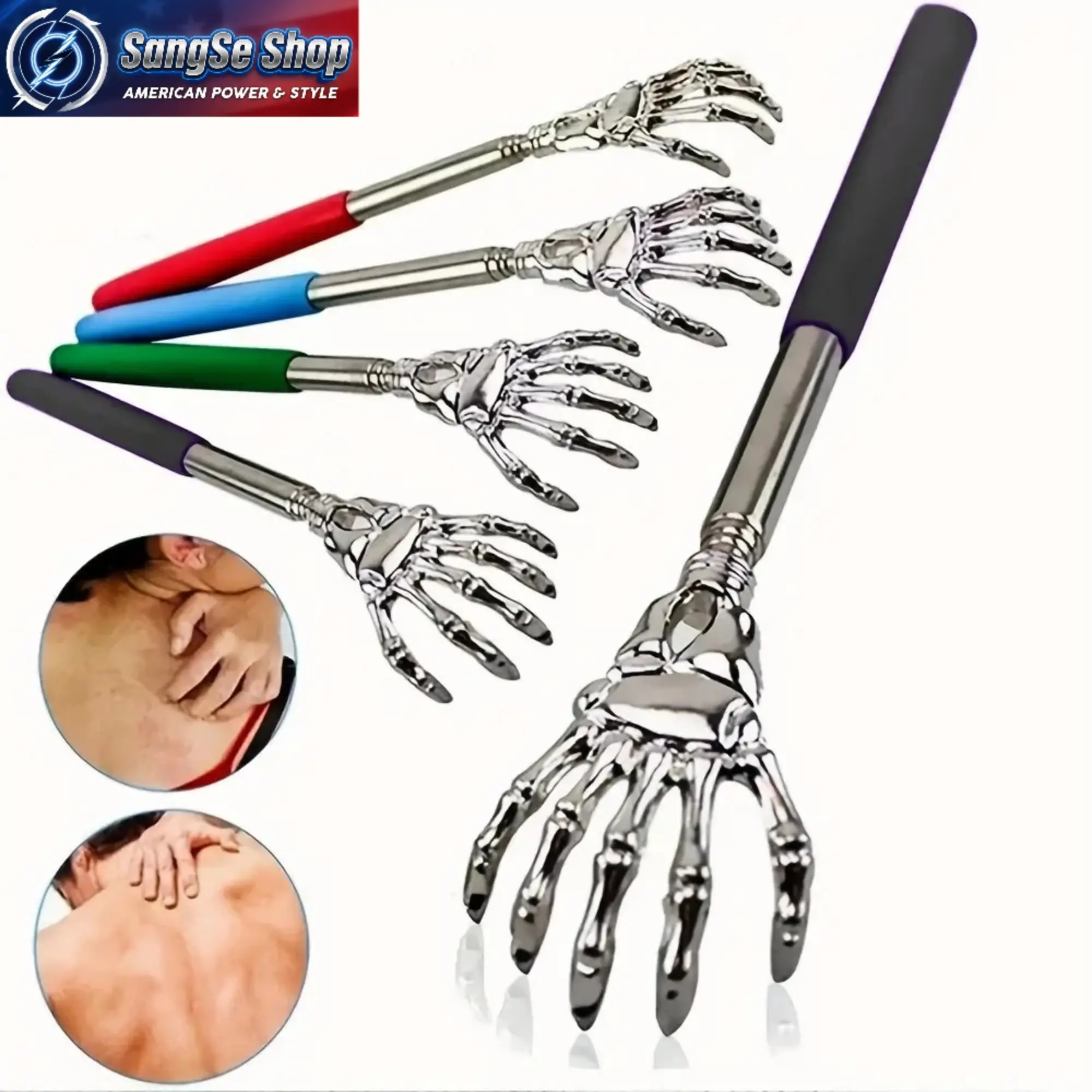 Back Scratcher, Telescoping Stainless Steel Body Care Tool with Soft Hand Grip, Portable Massager for Relaxation and Itch Relief