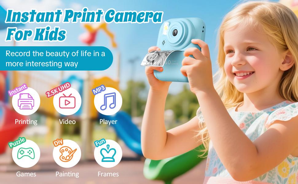 Kids Camera Instant Print, 1080P Selfie Digital Camera for Kids, Portable Toddler Toy, Kids Polaroid Instant Camera with 3 Rolls of Paper, Christmas Birthday Gifts for 3-12 Year Old Girls Boys Kids Camera Instant Print, 1080P Selfie Digital Camera for Kids, Portable Toddler Toy, Kids Polaroid Instant Camera with 3 Rolls of Paper, Christmas Birthday Gifts for 3-12 Year Old Girls Boys