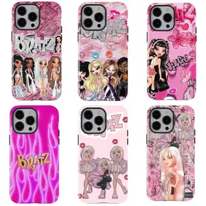 The B-B-bratz Y2k Spicy Girl Sparkling Phone Case features a sweet and cool style with pink and red lips. It is compatible with iPhone 17/16/15/14/13/12/11 Pro Max/Plus and Samsung Galaxy S23FE/22/23/24/25, making it the perfect gift for fans.