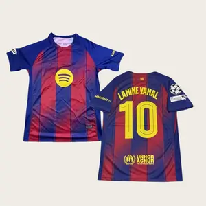 25 26 Home Red Blue 10# Yamal Short sleeve Soccer jersey