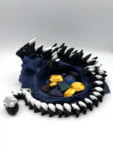 White & Black Large 26" Gem Dragon - Black with White Accents Cinderwing Authorized Seller Decor Gift Print Ornaments Sculpture Handmade