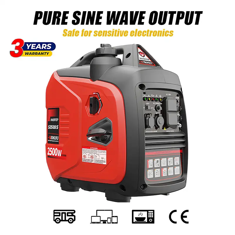 2500W Portable Inverter Generator - Quiet Gas-Powered Backup Power for Home Outages, RV Camping, Manual Start, CO Sensor, Eco Mode, Long Runtime, Lightweight EPA Certified