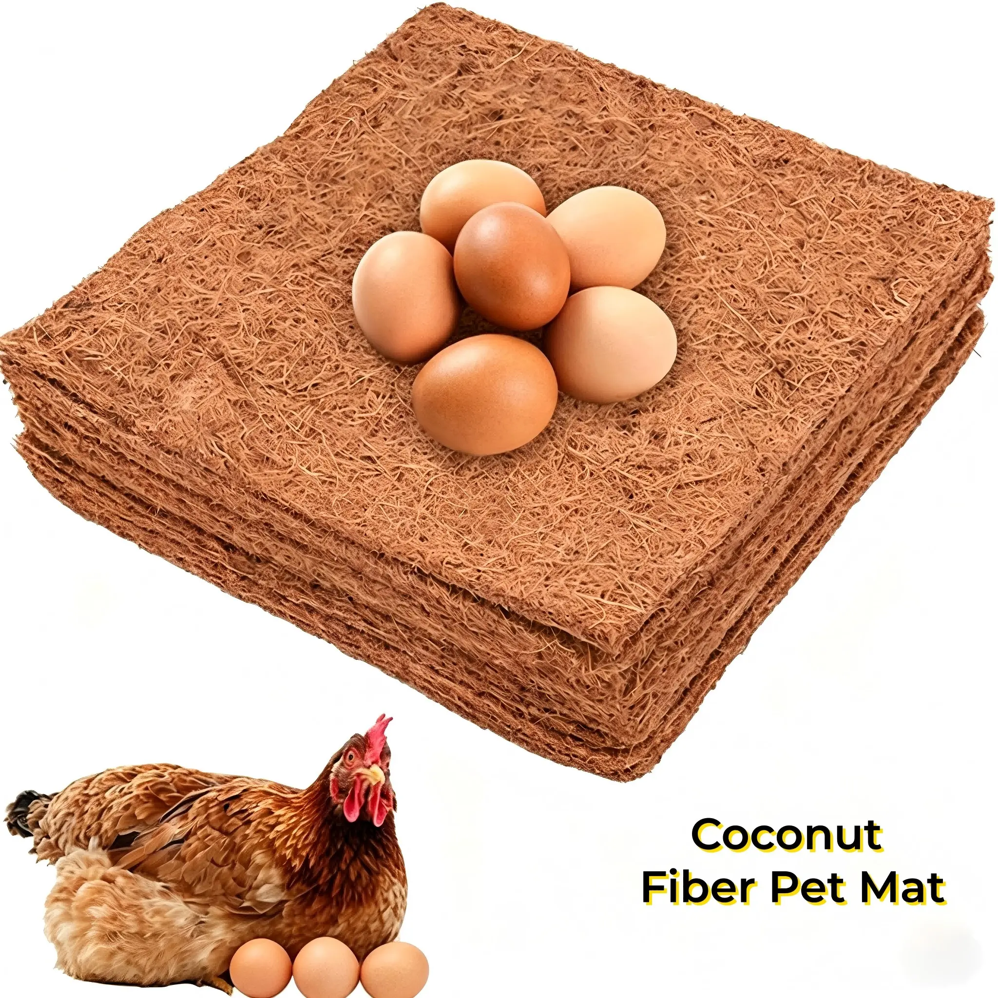5PCS Thick Coconut Fiber Mat for Chickens, Birds & Reptiles | Natural Biodegradable Coir Bedding Pad for Nest Box, Breeding, Egg & Enclosure