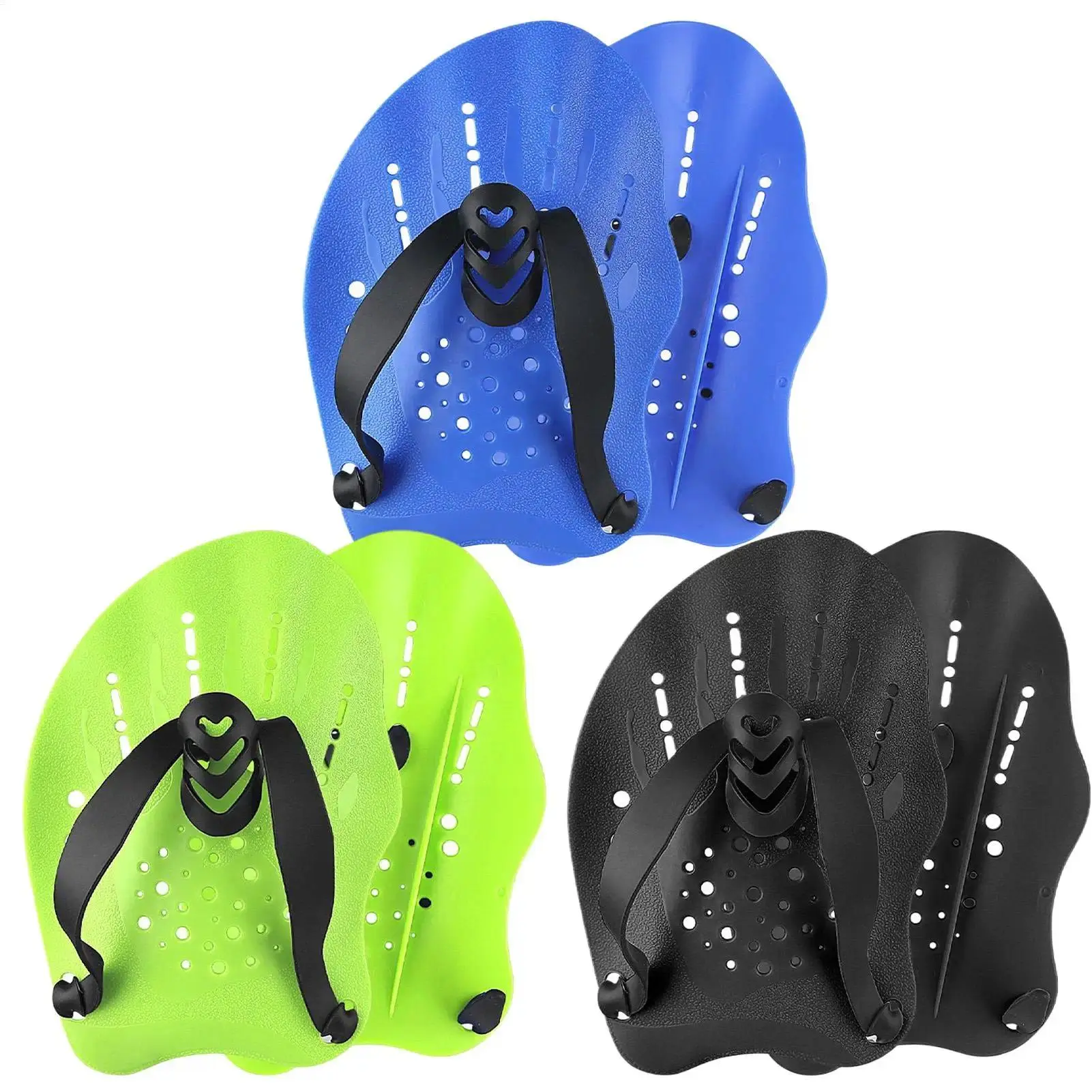 Unisex Swim Training Hand Paddles with Adjustable Straps - 20x13.5cm High-Strength PP Gear, Anti-Slip Buckle, Concave Convex Design, Reduced Movement Drag, for Adult Lap Swimming