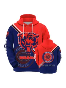 Chicago Bears sweatshirt, men's youth pullover hoodie, two-tone large pocket hoodie, sporty style, medium thickness fabric, gift for football fans
