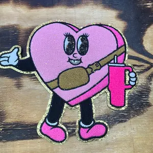 Boujie Pink Heart Chenille Patch
