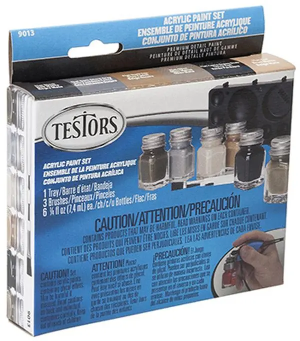 212 MAIN Testor 9013 6-Color Flat Acrylic Pod Paint Kit (6 Bottles) - Art Craft Supplies, Multi Color Packs for Office Stationery, School Use