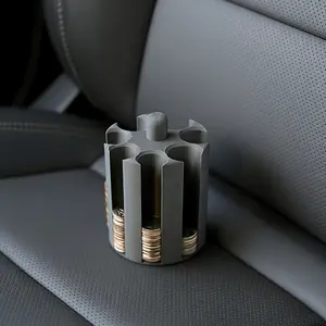 Car Cup Holder Coin Storage Box, Cylindrical Coin Organizer, Custom Designed for Standard Car Cup Holder, Portable Small Container for Coins, Cards, Key and Small Car Accessories, Auto Interior Storage Supplies