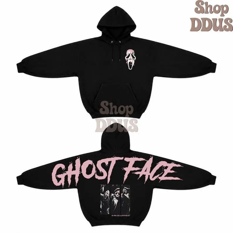 Ghostface Scream Inspired Hoodie, Woodsboro Horror Sweatshirt, Vintage Slasher Movie Graphic Pullover, Halloween Fan Gift