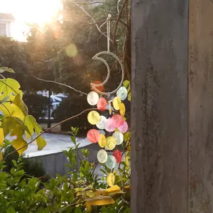 Bohemian Moon Shell Wind Chime Dream Catcher Hanging Decor, Handmade Macaron Conch, Indoor Outdoor Home Decoration