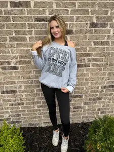 CAMO IS MY COZY COLOR OFF THE SHOULDER SWEATSHIRT