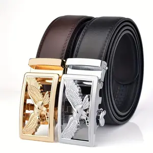 Men's Belt Leather Automatic Buckle Business Casual High-quality Eagle Pattern Leather Belt With Automatic Buckle